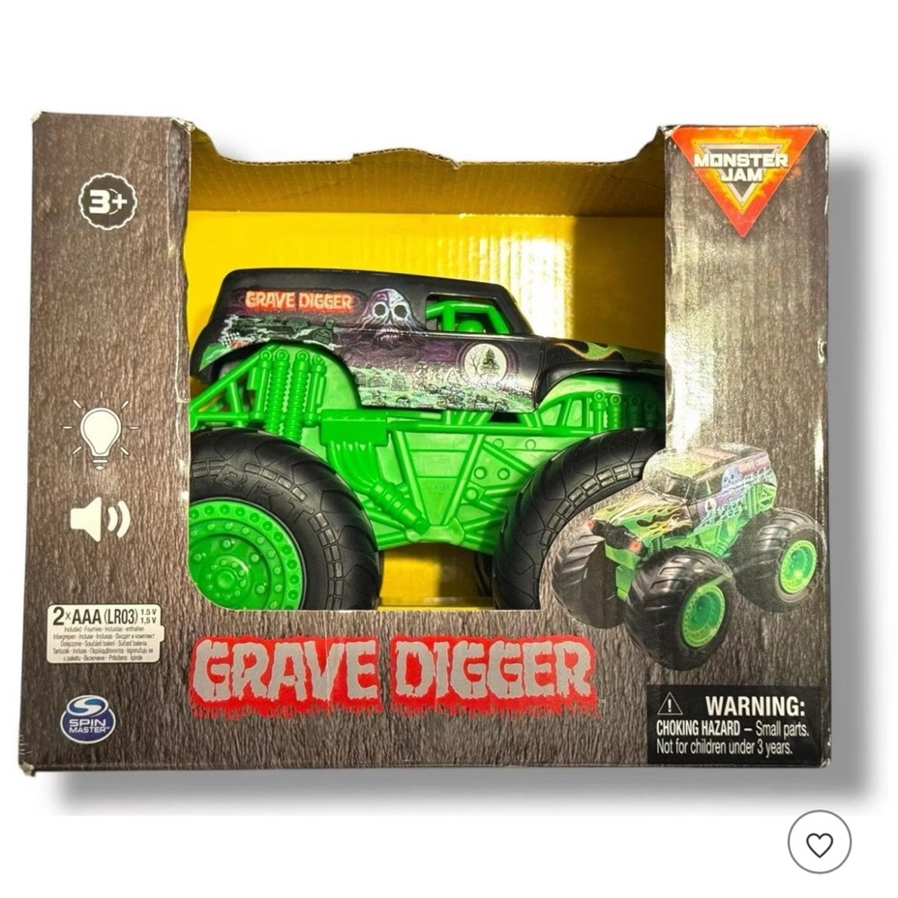 Action packed Grave Digger Toy Truck - Green lights up and makes noises
